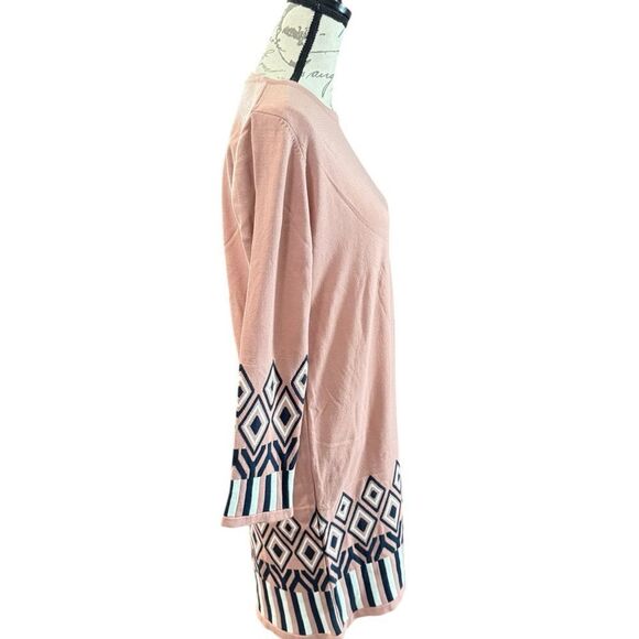NWT Insirah pink, white, navy and blue design sweater dress size medium - Picture 3 of 10